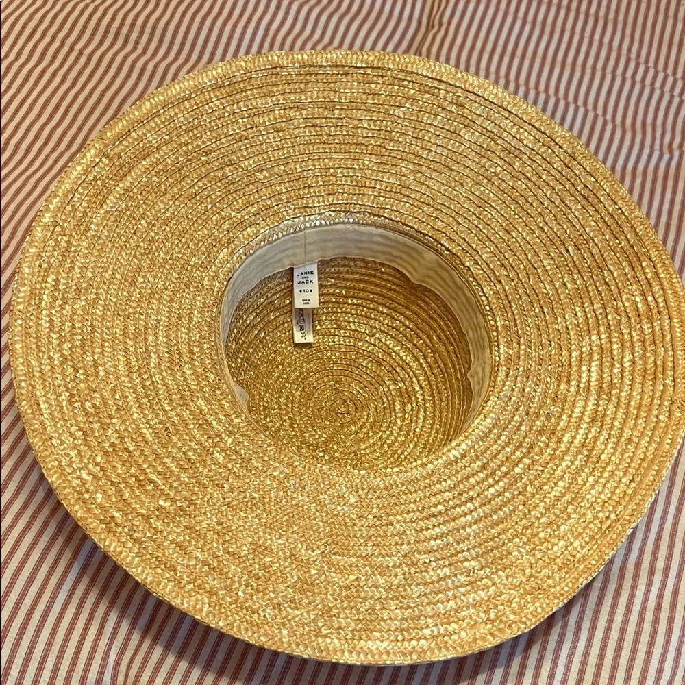 Janie and Jack Straw Sun Hat with White Bow Trim